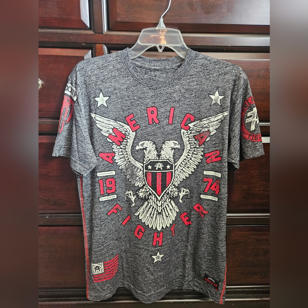 American Fighter By Affliction Charcoal and Crimson Men's Tee